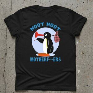 Hoot Noot Funny Penguin Graphic T-Shirt – Meme Inspired Humor Tee – Unisex Black